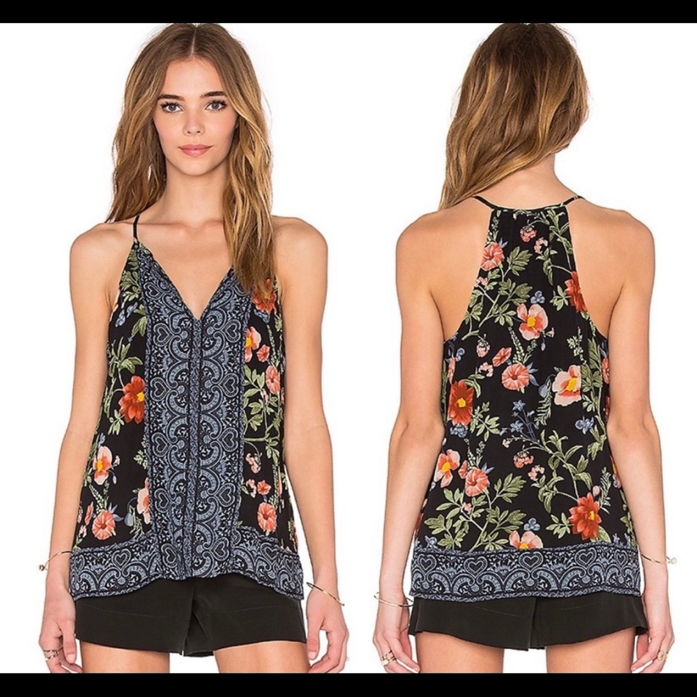 Joie Adularia Silk Trapeze Tank in Caviar